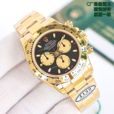 Clean Factory Rolex Daytona 4130 Black Face Watch